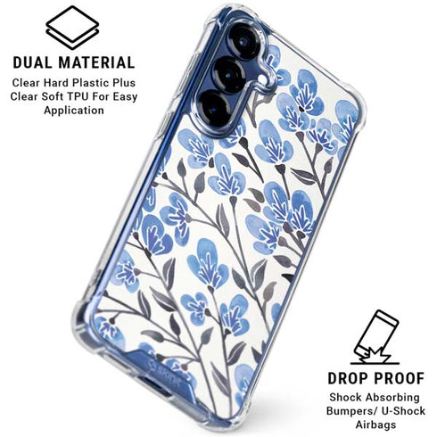 Blue Cherry Blossoms by Cat Coq Galaxy S25 Clear Case